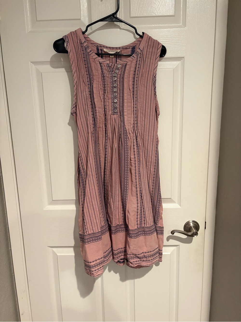 Lucky Brand Blush Pink Striped Button-Up Mini Dress
